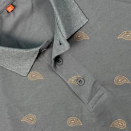 Slate Grey Paisley Polo T-shirt view 1