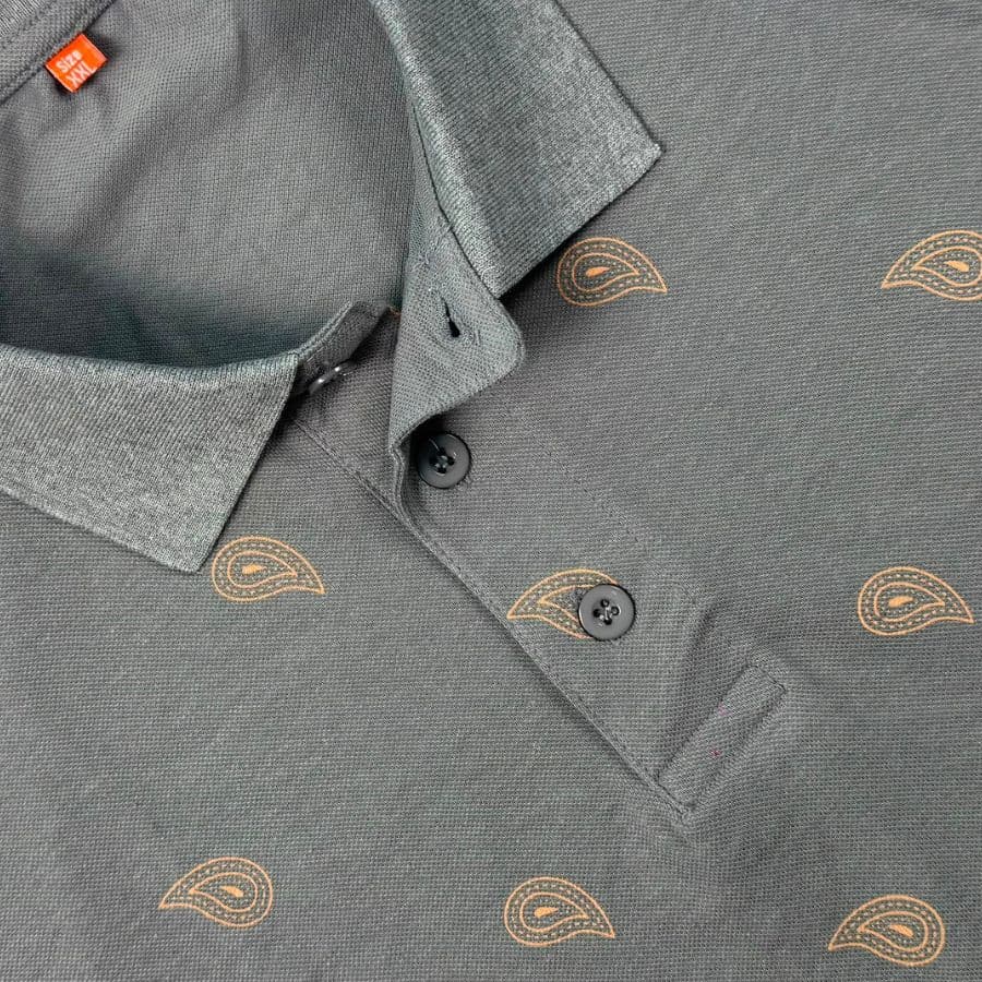 Slate Grey Paisley Polo T-shirt alternate
