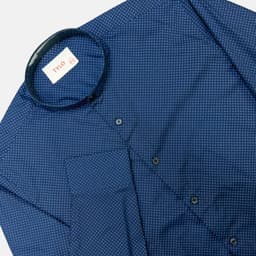Midnight Dot Navy Band Collar Shirt view 1