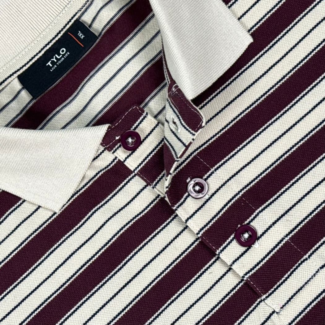 TYLO Stripe Polo Shirt – Burgundy Heritage showcase 3