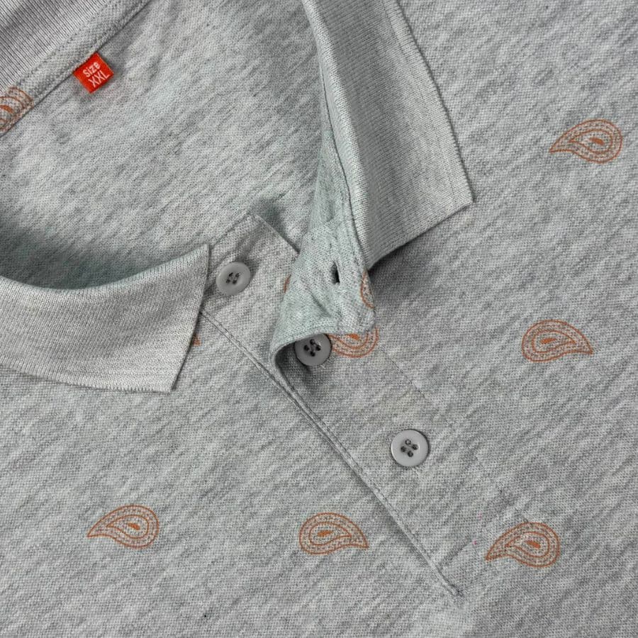 Ash Grey Paisley Polo Tshirt alternate