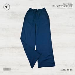 Deep Navy Blue Remi Cotton Baggy Trouser view 1