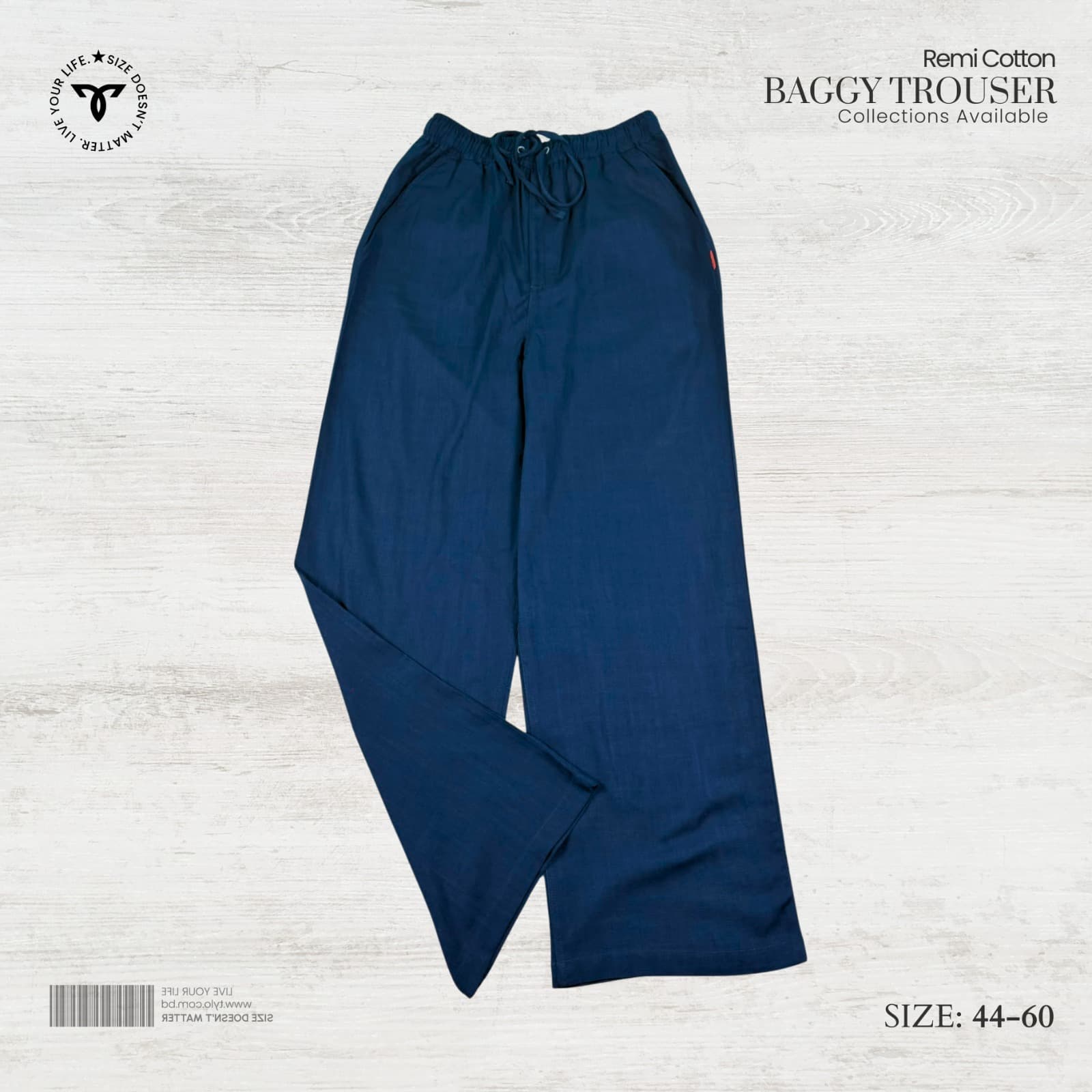 Deep Navy Blue Remi Cotton Baggy Trouser alternate