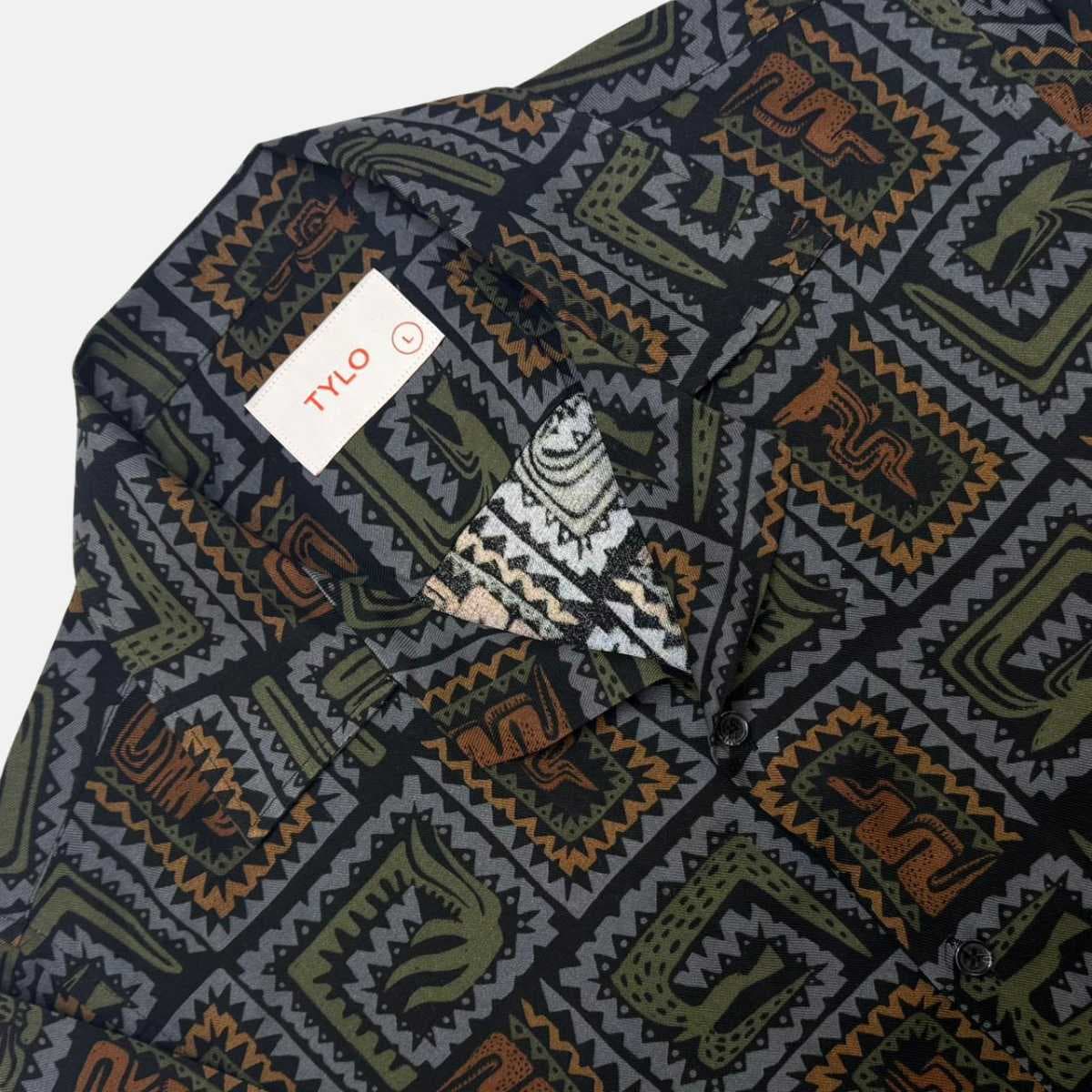 Tribal Olive Cuban Shirt alternate