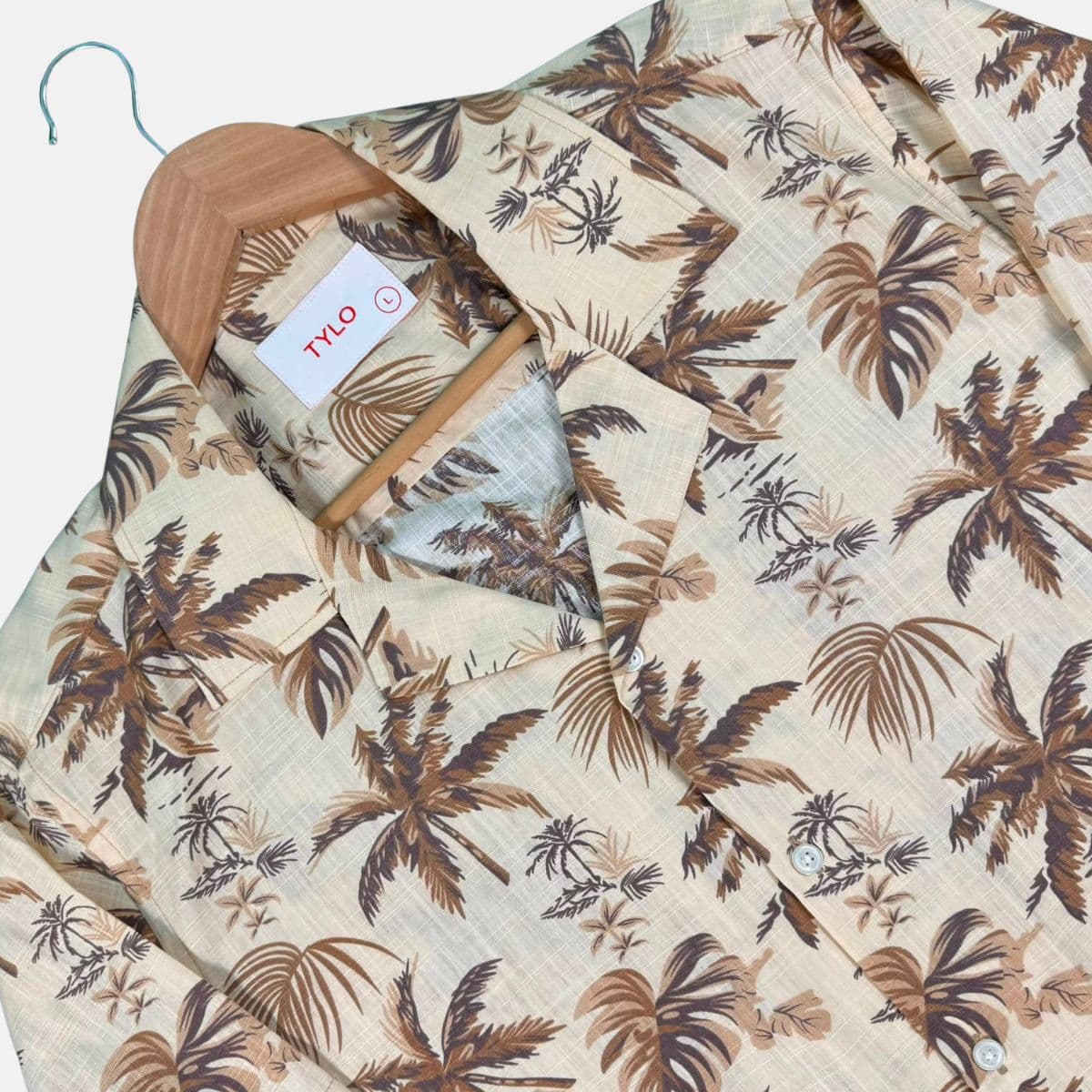 Beige Tropical Palm Cuban Collar Shirt alternate