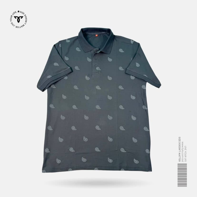 Charcoal Paisley Polo T-shirt