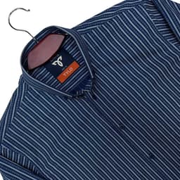 Navy Textured Stripe Premium Shirt view 1