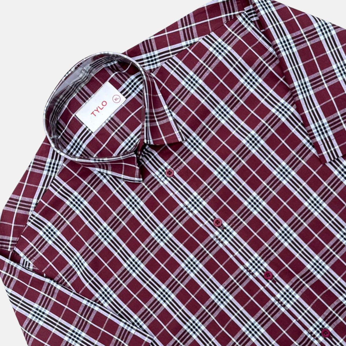 TYLO Half Sleeve Shirt – Maroon & Navy Grid alternate