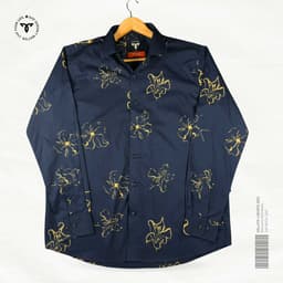 Dark Navy and Yellow Floral Shirt view 0