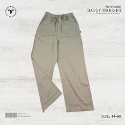 Light Stone Beige Remi Cotton Baggy Trouser view 1