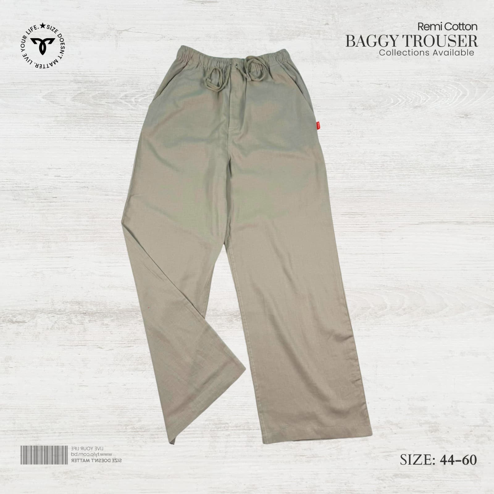 Light Stone Beige Remi Cotton Baggy Trouser alternate