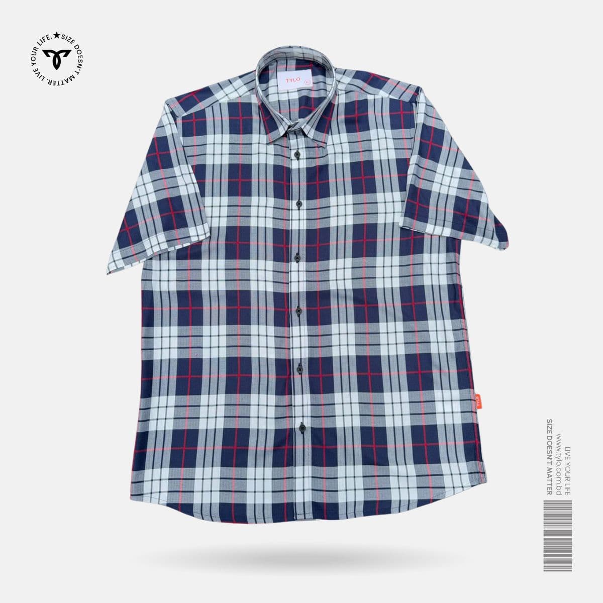 TYLO HALF Shirt – Navy & Red Bold Check