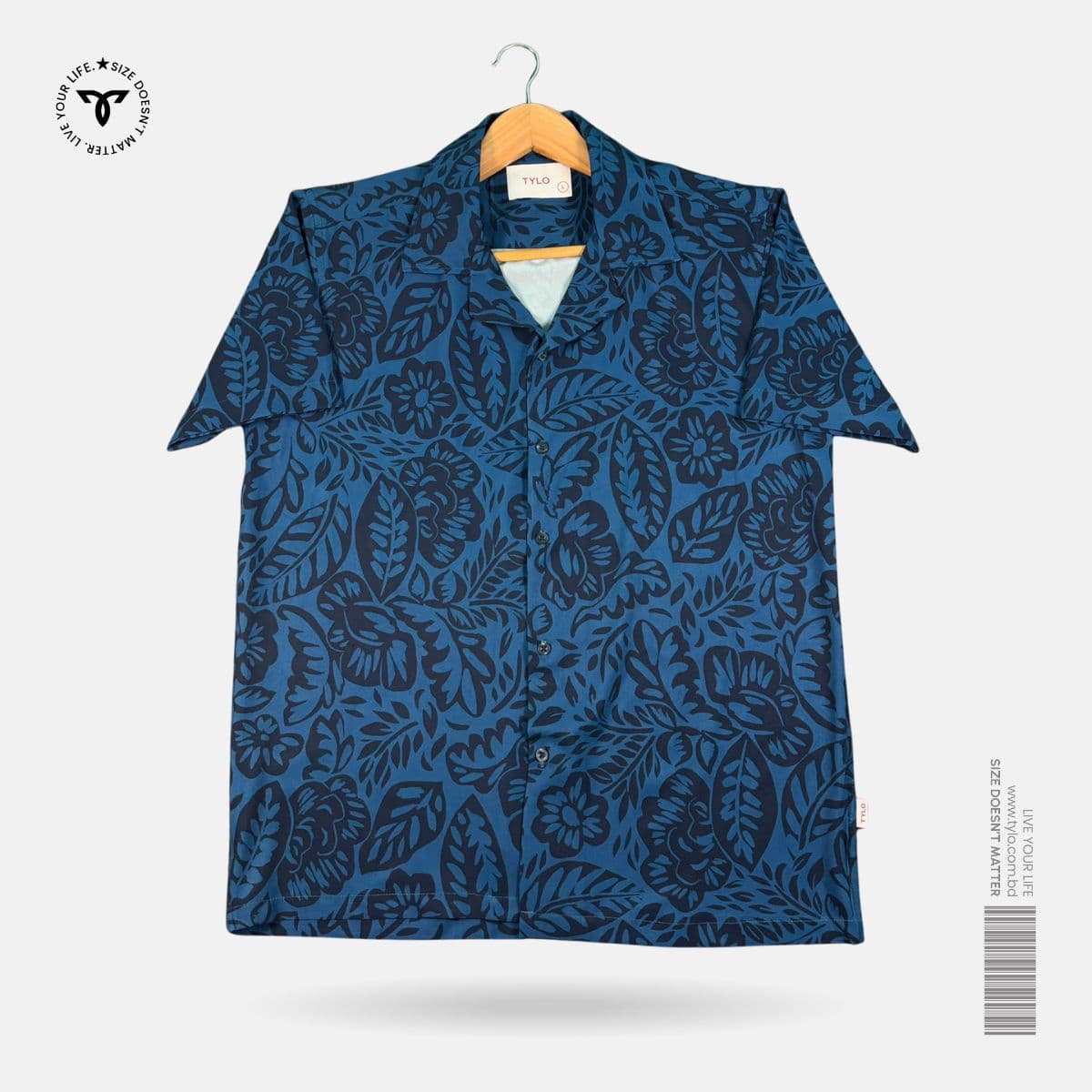 Royal Blue Floral Cuban Collar Shirt