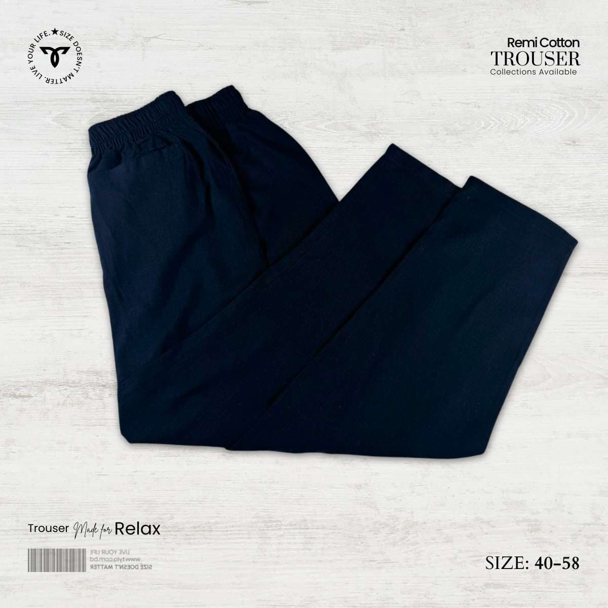 Remi Cotton Relaxed Trouser – Deep Navy alternate