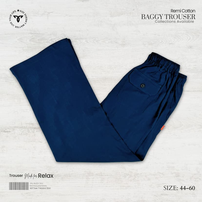 Deep Navy Blue Remi Cotton Baggy Trouser