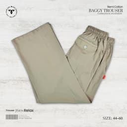 Light Stone Beige Remi Cotton Baggy Trouser view 0