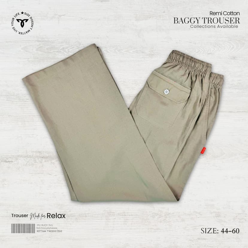 Light Stone Beige Remi Cotton Baggy Trouser
