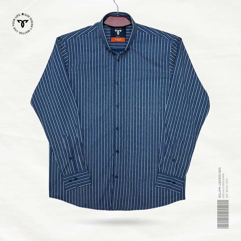 Navy Textured Stripe Premium Shirt