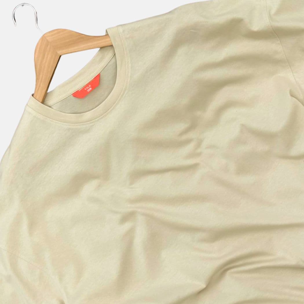 Pale Beige Solid Drop Shoulder T-Shirt alternate