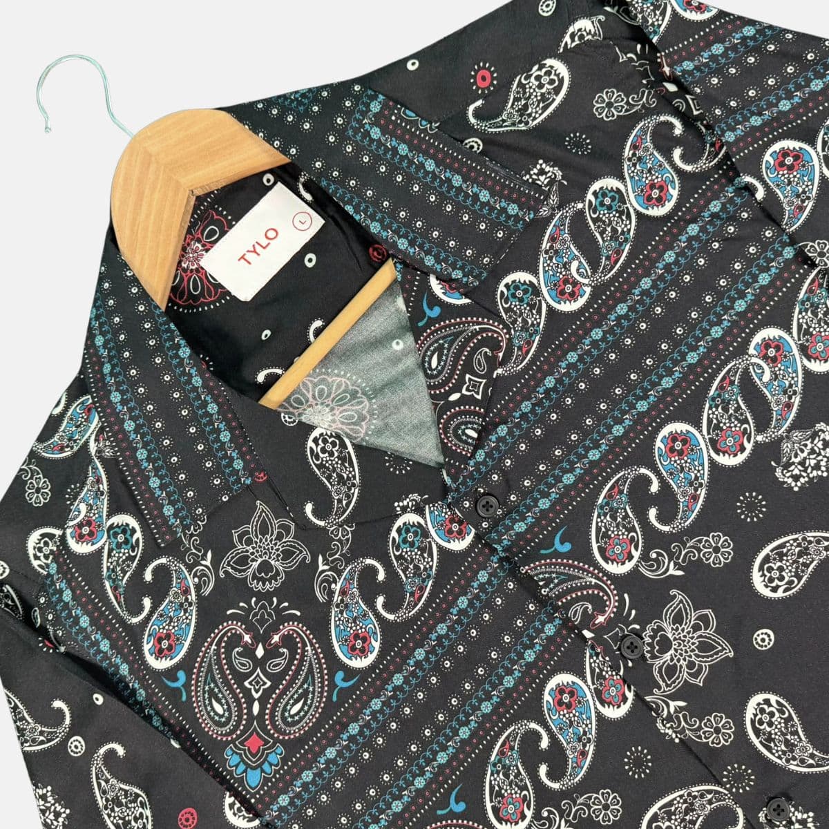Black Paisley Stripe Cuban Collar Shirt alternate