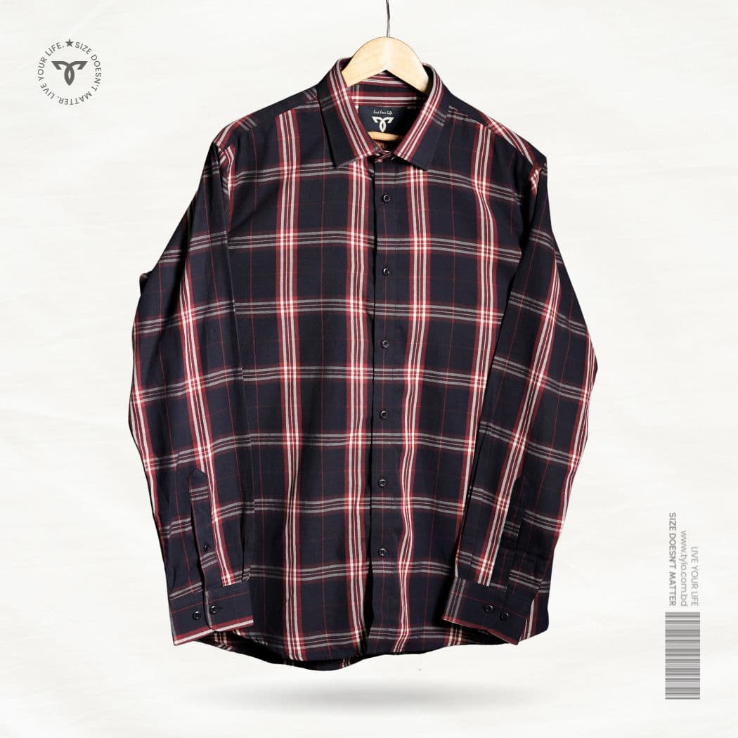 TYLO Premium Midnight Red Check Full Sleeve Shirt