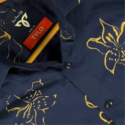 Dark Navy and Yellow Floral Shirt view 2