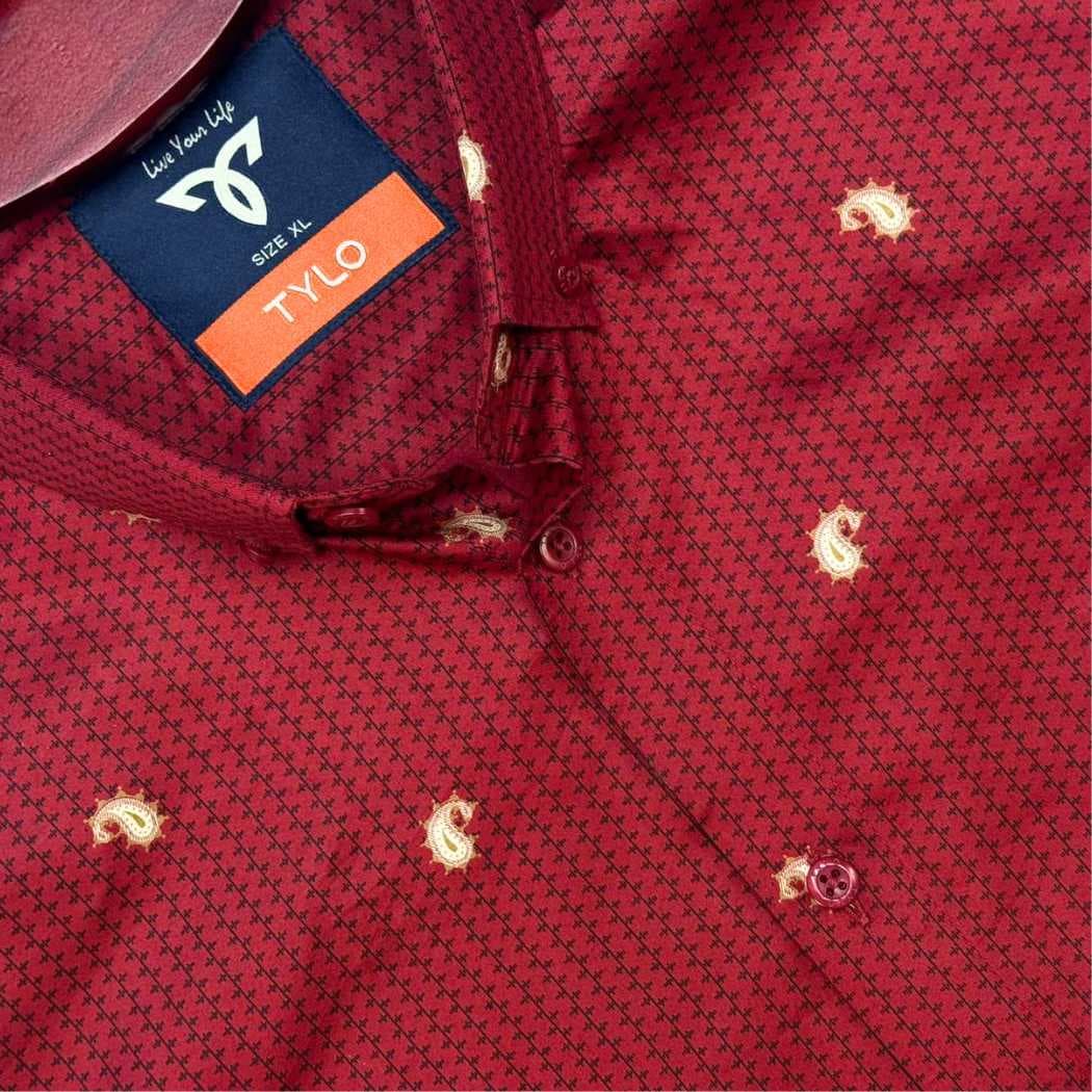 Crimson Paisley Print Premium Shirt showcase 3