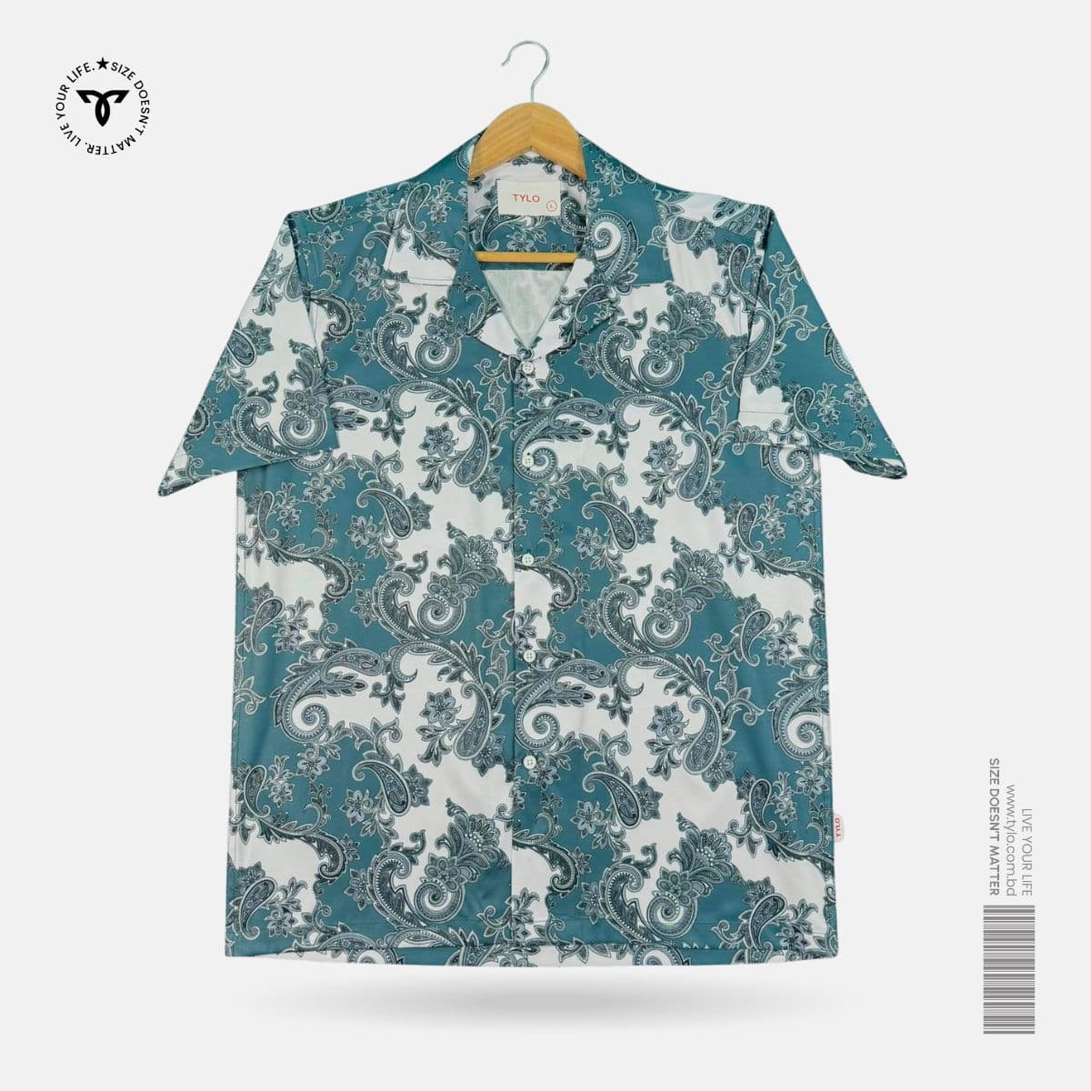 White Paisley Stripe Cuban Collar Shirt