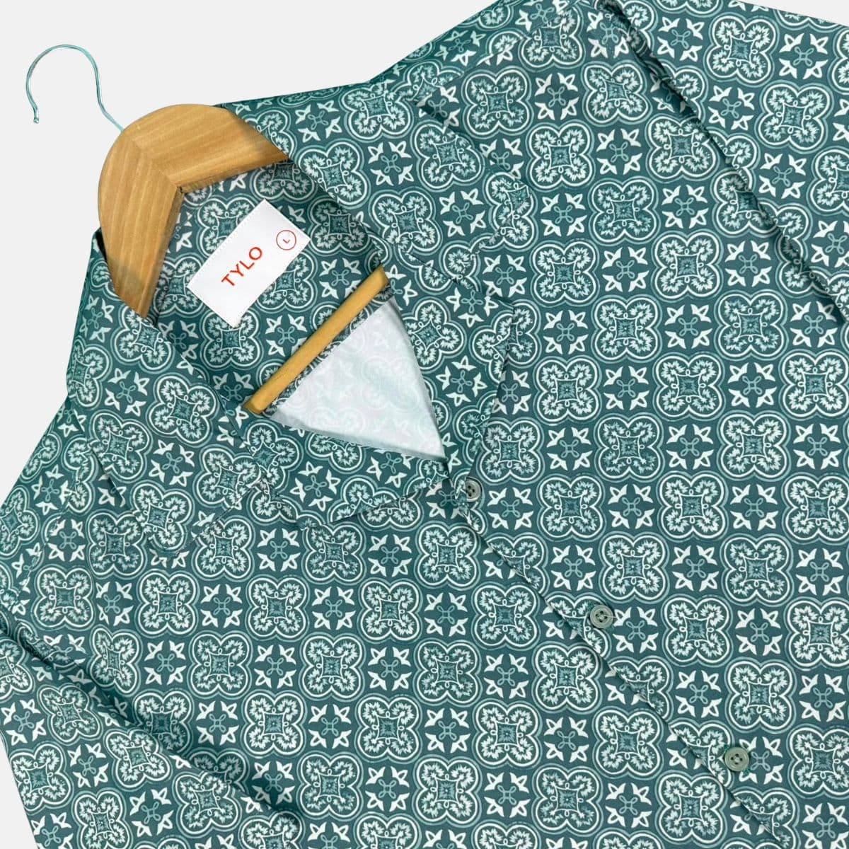 Teal Blue Ornamental Cuban Collar Shirt alternate
