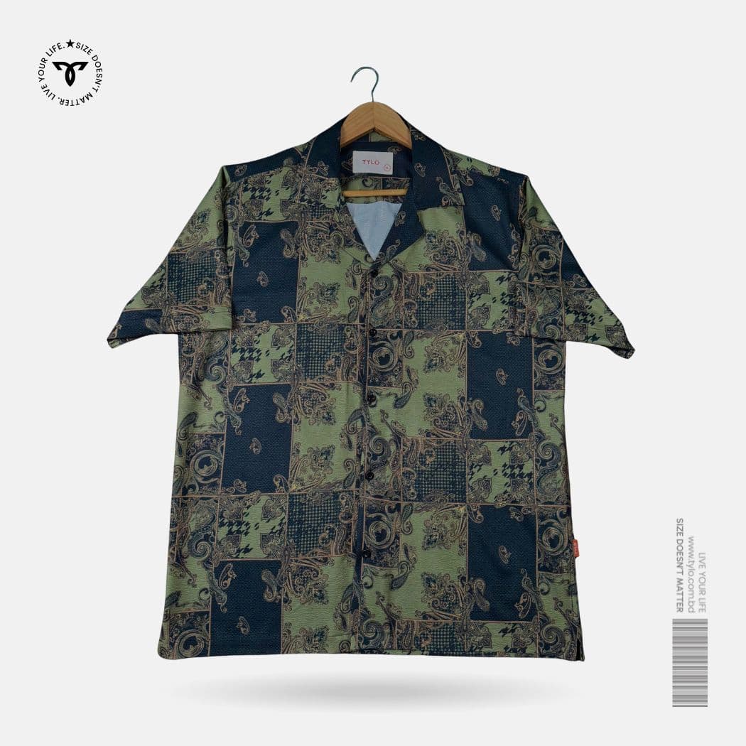 Royal Paisley Olive CUBAN SHIRT