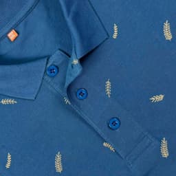 Steel Blue Fern Polo T-shirt view 1