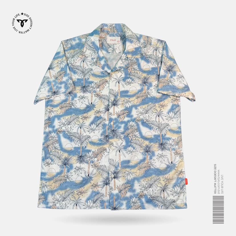 Blue Palm Sunset Cuban Shirt