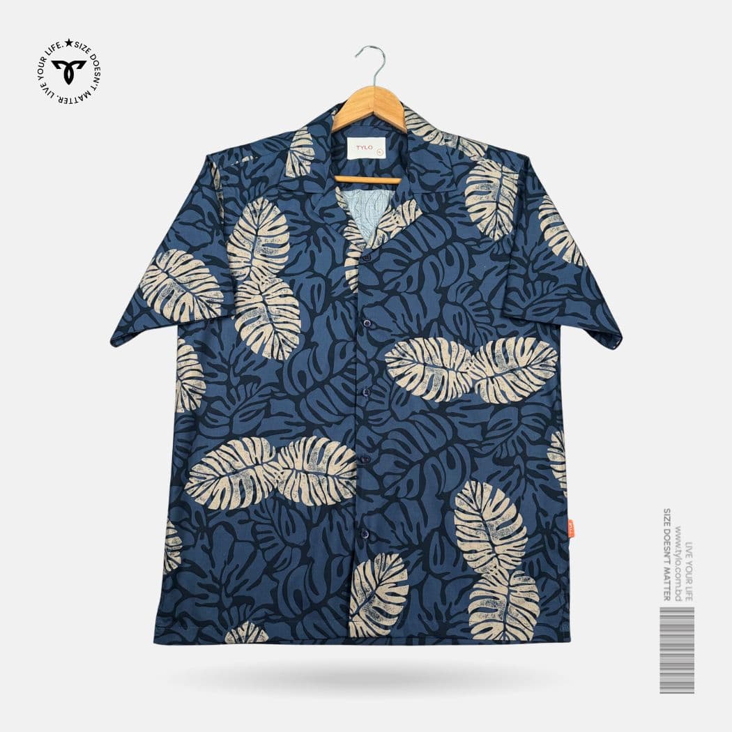 Midnight Monstera Cuban Shirt