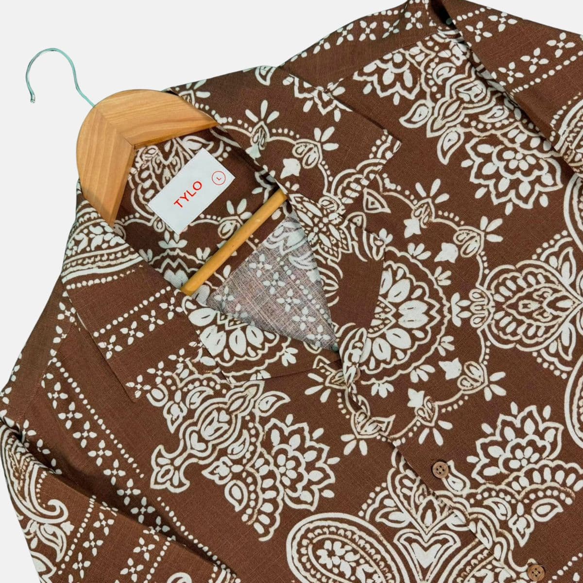 Brown Paisley Print Cuban Collar Shirt alternate