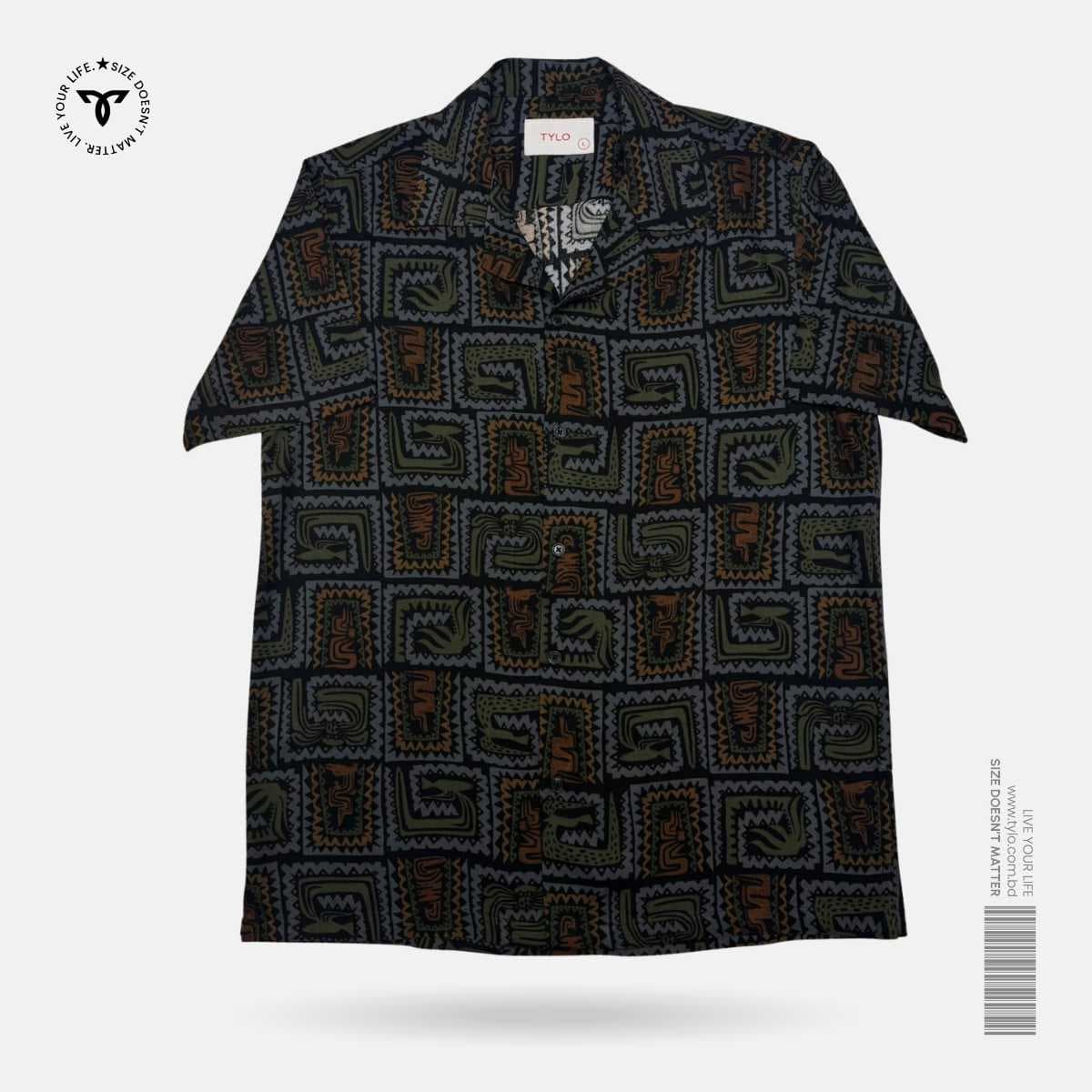 Tribal Olive Cuban Shirt