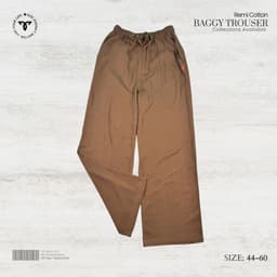 Warm Medium Brown Remi Cotton Baggy Trouser view 1