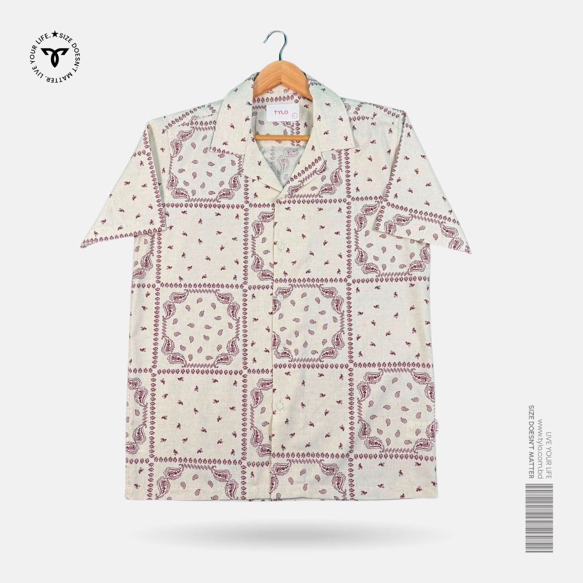Beige Bandana Print CUBAN SHIRT