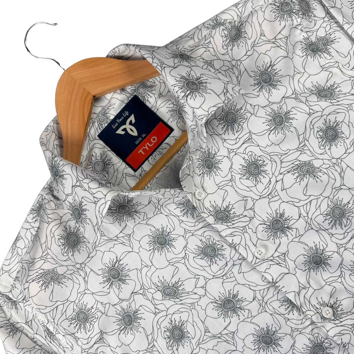 White and Grey Flower Shirt alternate