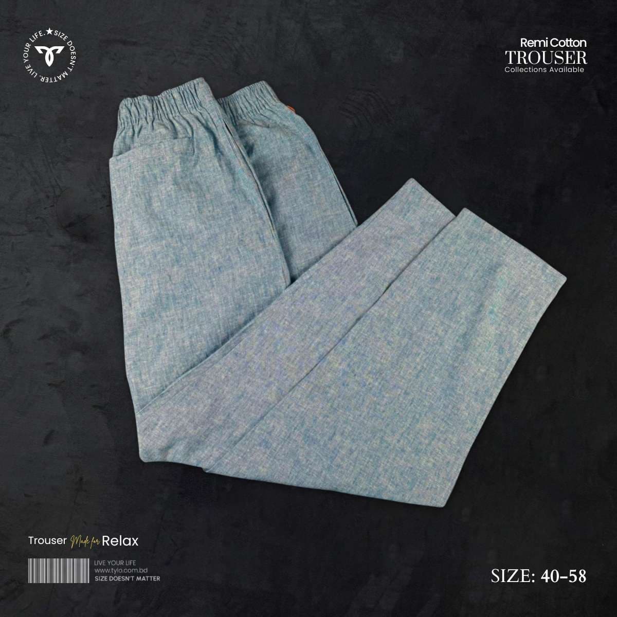 Remi Cotton Relaxed Trouser – Light Blue alternate