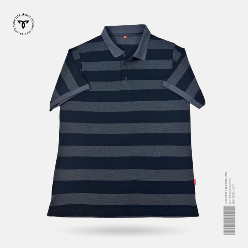 Graphite Wide Stripe Polo T-shirt