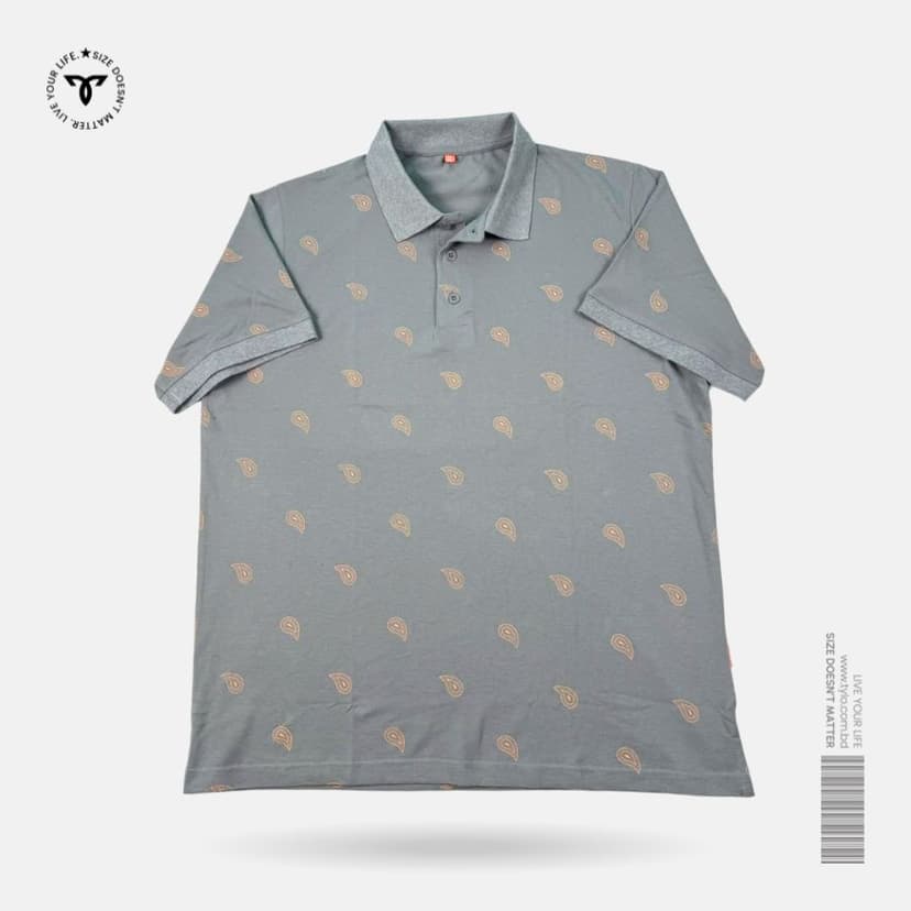 Slate Grey Paisley Polo T-shirt