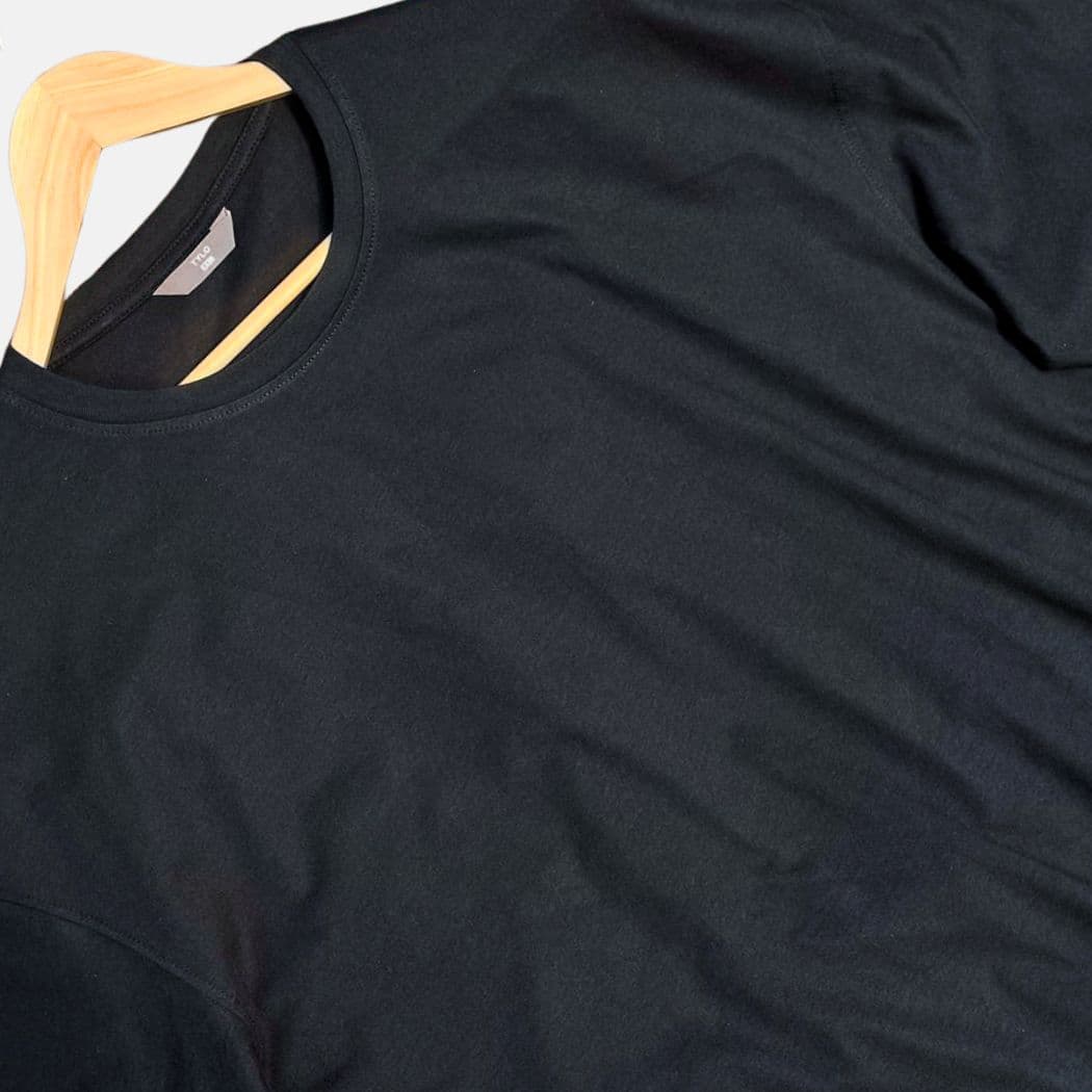Black Solid Drop Shoulder T-Shirt