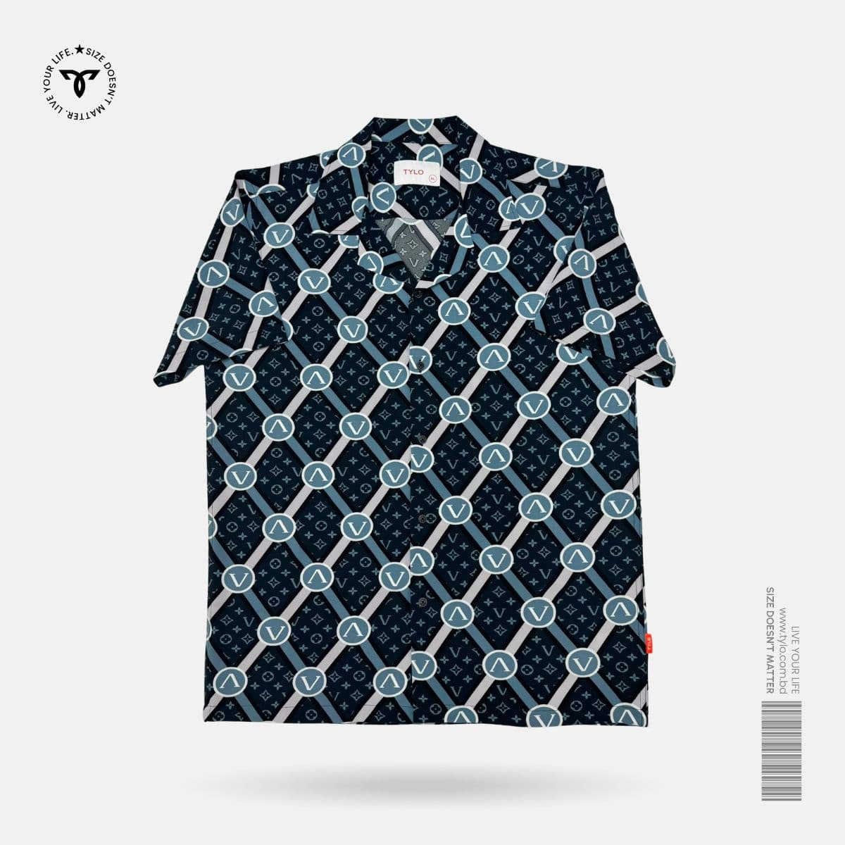 Navy Geo Cuban Shirt