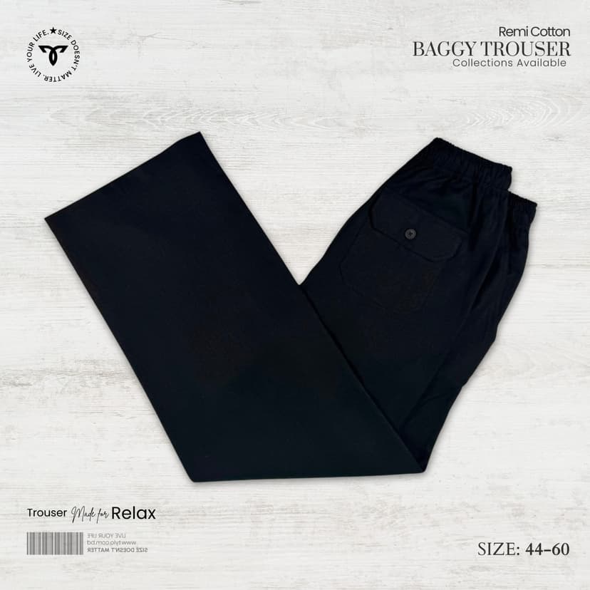 Deep Black Remi Cotton Baggy Trouser