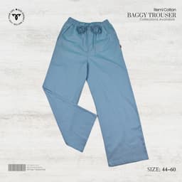 Soft Dusty Blue Remi Cotton Baggy Trouser view 2