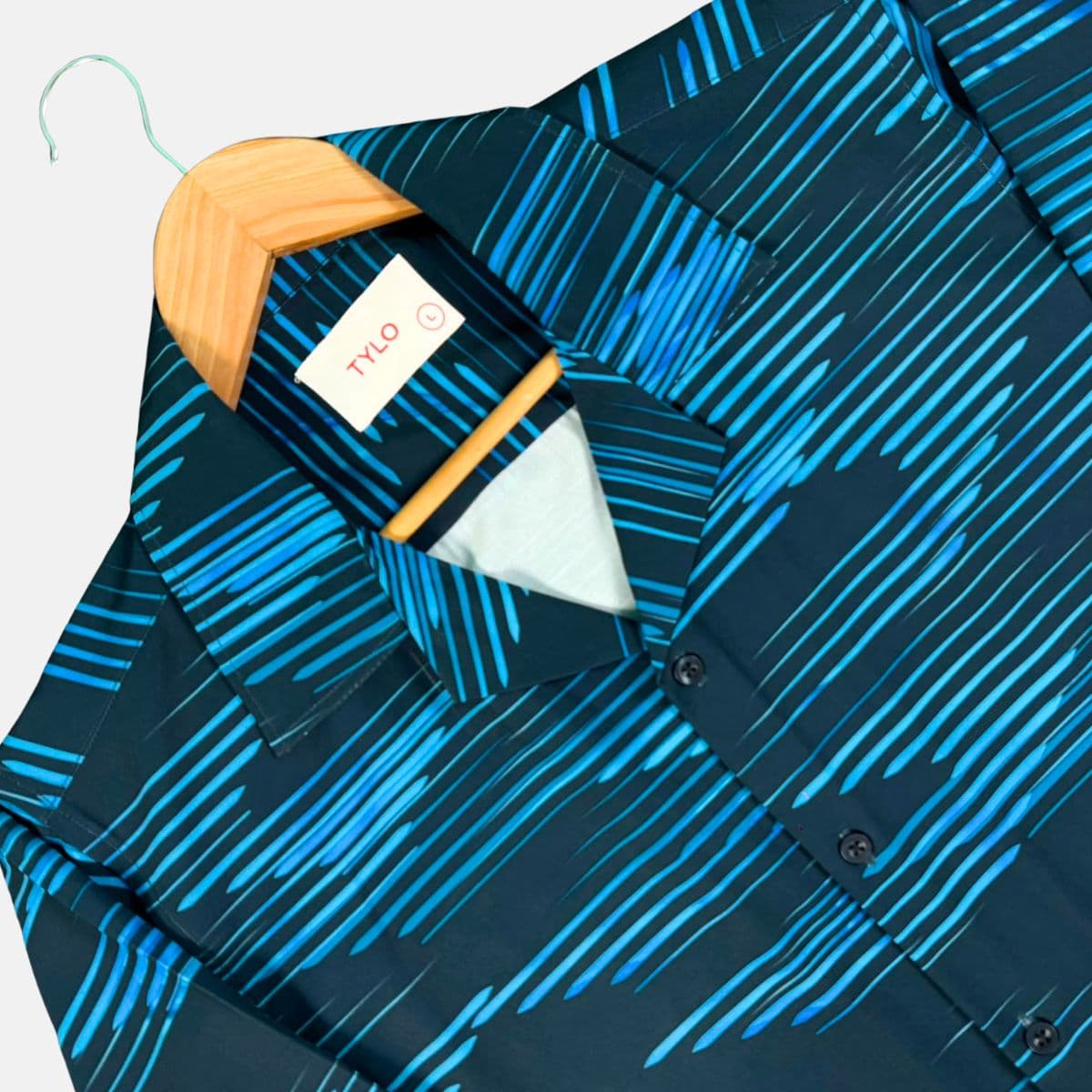 Navy Blue Abstract Stripe Cuban Collar Shirt alternate