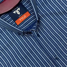 Navy Textured Stripe Premium Shirt view 2