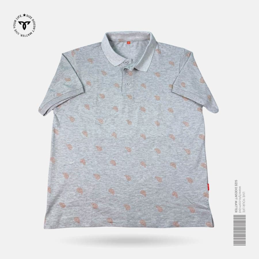 Ash Grey Paisley Polo Tshirt