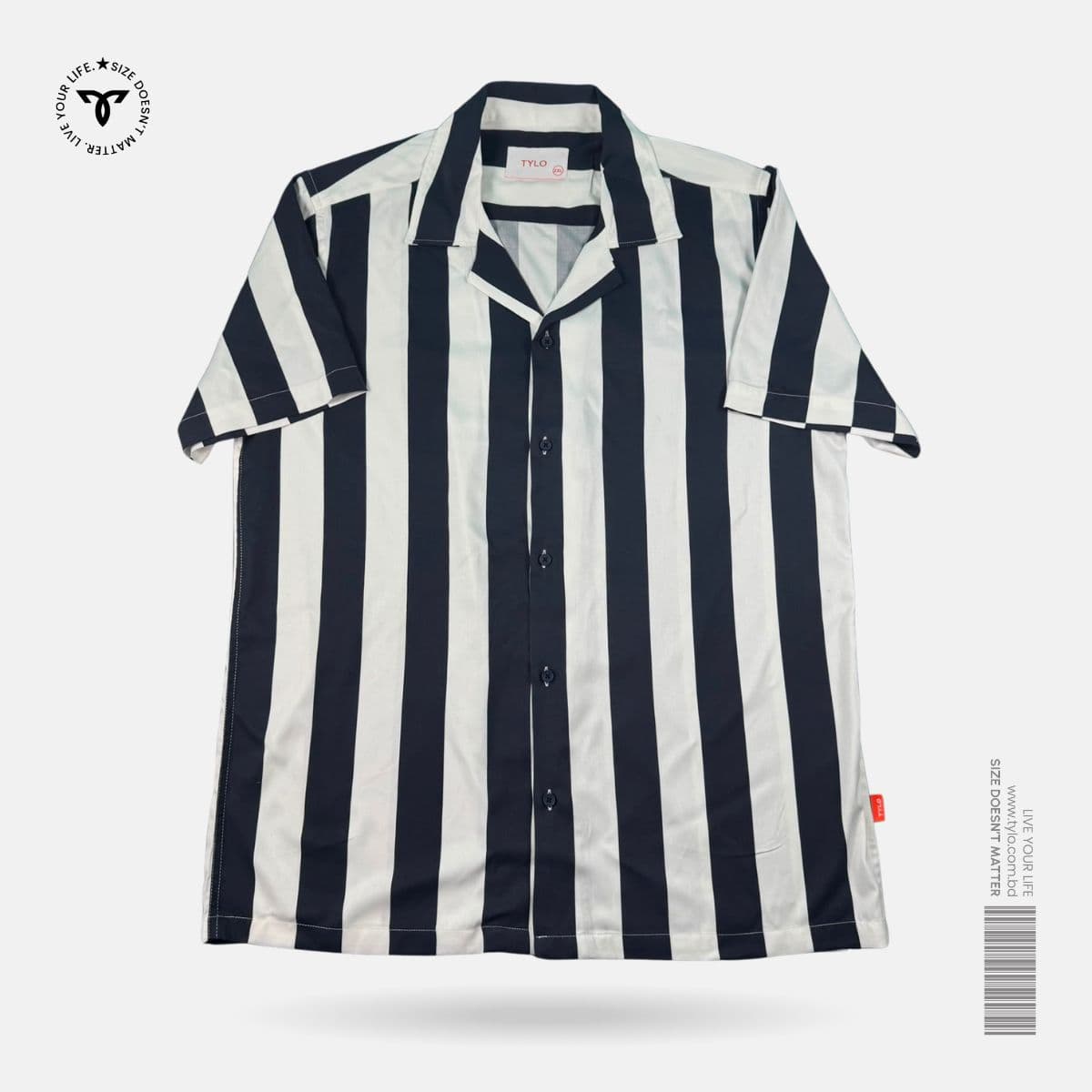 Black Coastal Stripe Cuban Shirt