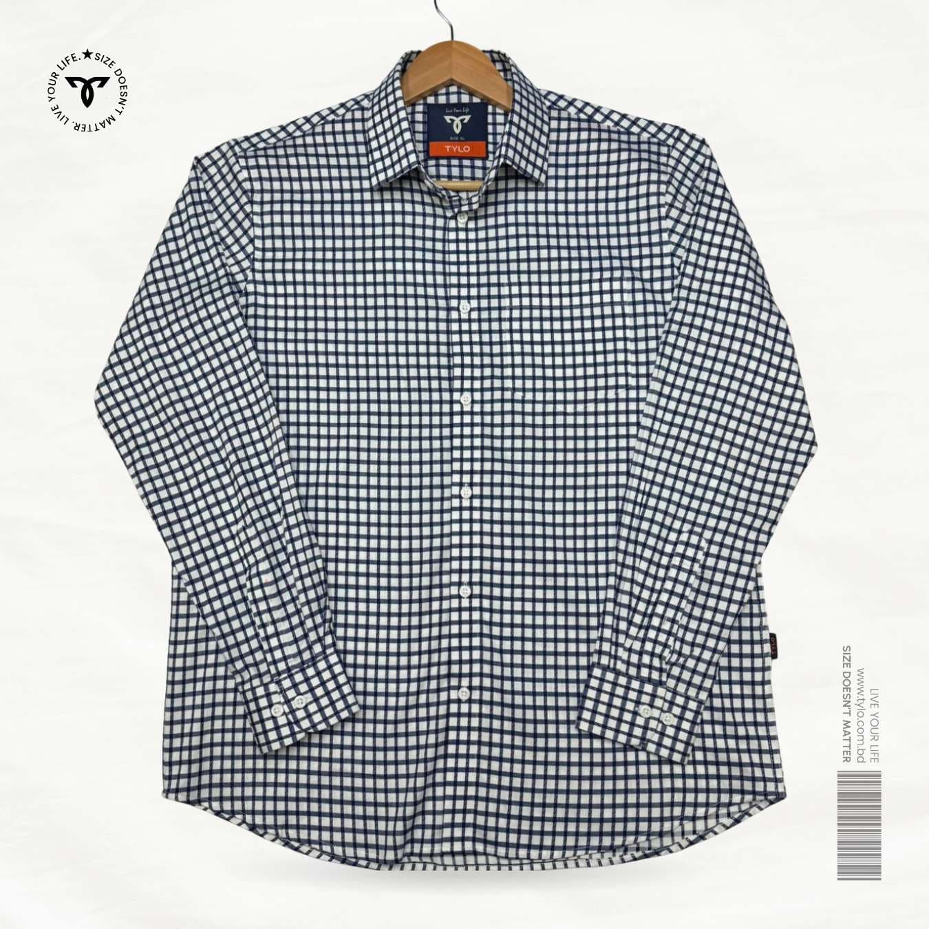 Navy Window Check Premium Shirt